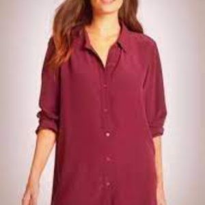 EILEEN FISHER - Silk Georgette Crepe Classic Point Collar Long Sleeve